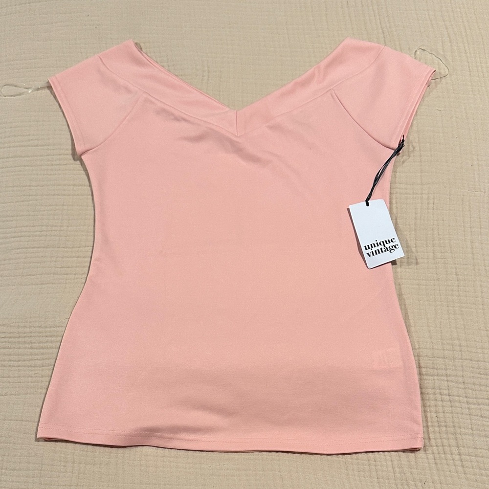 Unique Vintage Women's Pink Top XL Brand New